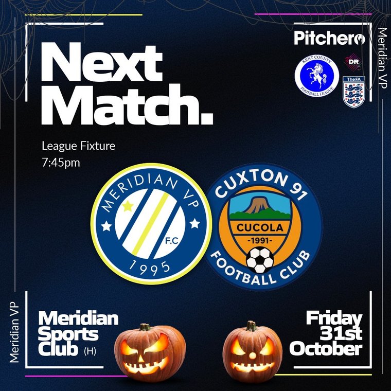 Meridian VP to host Cuxton 91 Tonight! 🎃#Pitchero
meridianfootballclub.co.uk/teams/41533/ne…