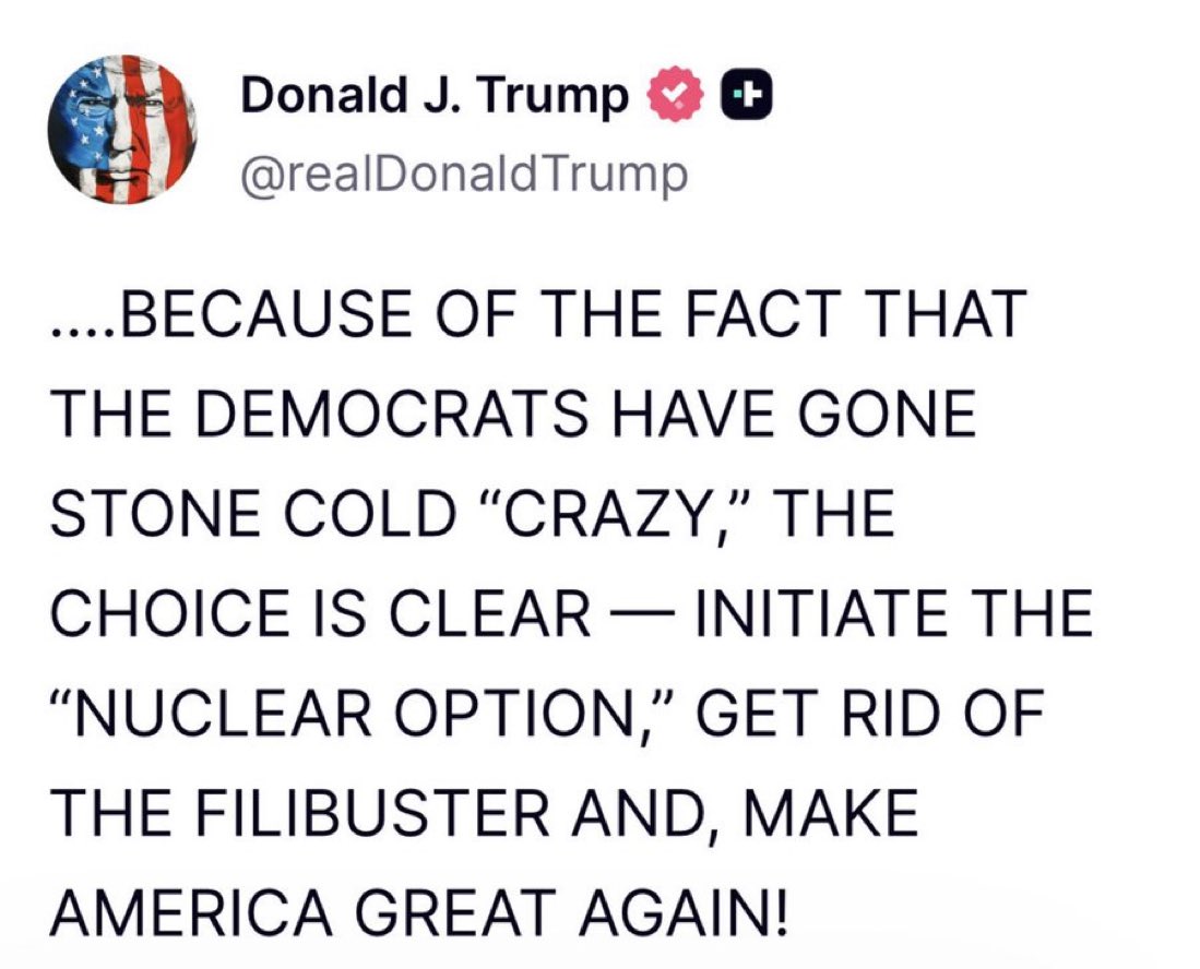 Jimmy McCambridge (@jimmymack0320) on Twitter photo Trump just called for an end to the Filibuster. Marjorie Taylor Greene’s statements over the last week must have made an impression. Trump just called for an end to the Filibuster. Marjorie Taylor Greene’s statements over the last week must have made an impression.