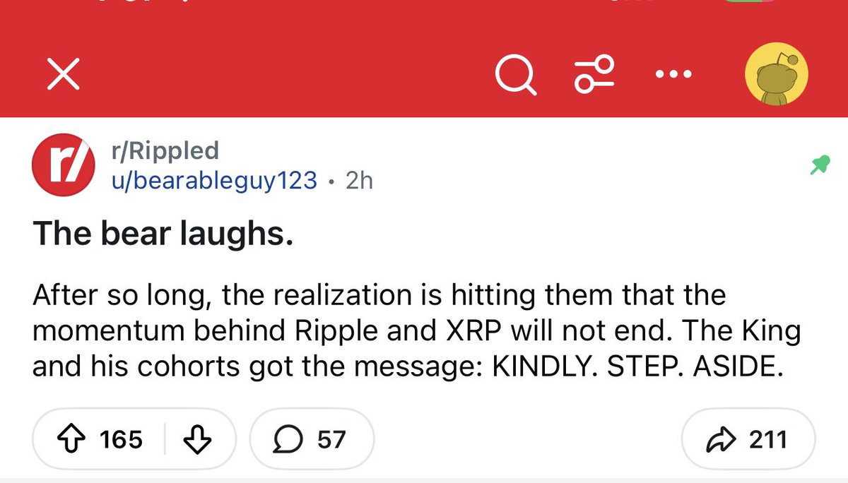 Asked ChatGPT about the latest message from Bearableguy123 and below is the  answer: •“The King” = Bitcoin (the long-standing “king of crypto”). •“his  cohorts” = Bitcoin maxis / old-guard supporters. •“momentum behind