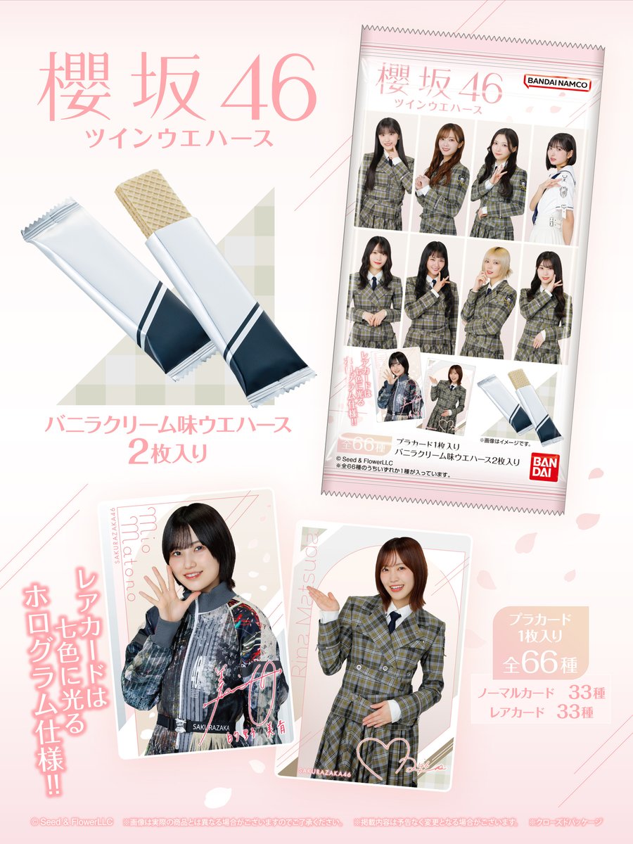 全66種セット　櫻坂46 ツインウエハース　プラカード　ローソン ✨本日発売✨／ 櫻坂46のカード付きツインウエハースがローソン限定で