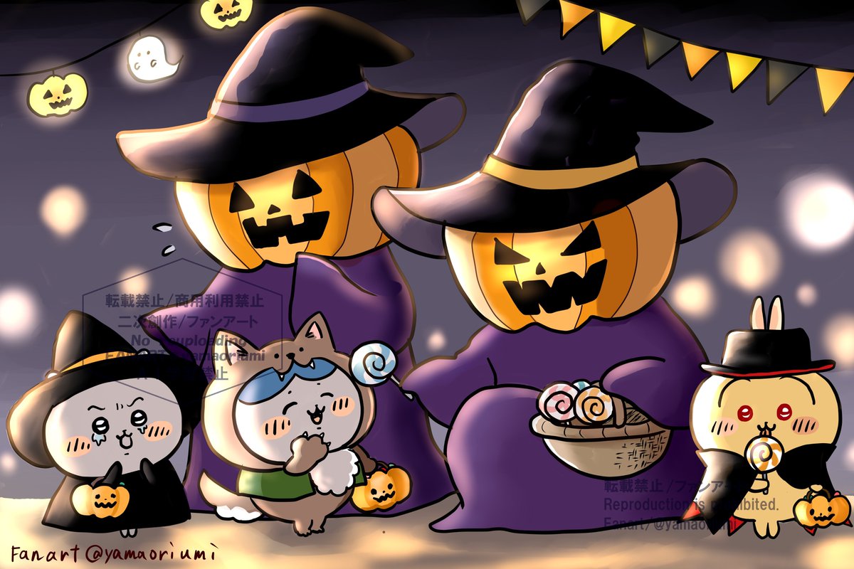 ハロウィン再掲 #ちいかわファンアート #カボチャうさぎ強化月間