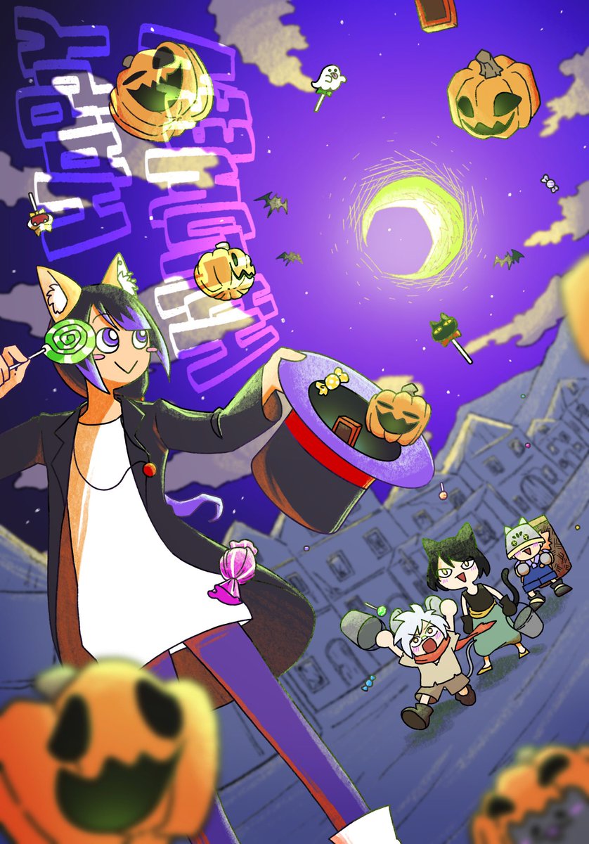 パクパク「こんないい夜にはイタズラかぼちゃにお菓子も添えましょうか」

 #ボックス・ファンタジア  #ハロウィンイラスト2025