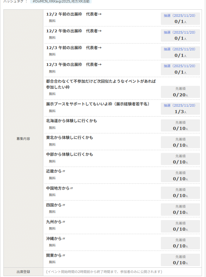 jun_mh4g's tweet photo. [拡散希望 展示者・行くかも者をお声がけand募集中]
12/1-3のXRKaigiのブースを地方開発者向けにシェアします。
参加予定の方で、もうチケットも持ってるけど地元の他の方と会えないかも…と思っている方は○○から参加するかも枠にエントリ頂けると、私がその地域からも心当たりを探したりします https://t.co/3aLH5AVKzp