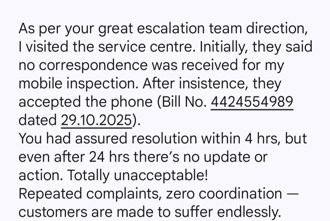 anil837's tweet photo. @SamsungIndia @SamsungCEO_Jae @SamsungMobile @SamsungMobileUS @SamsungNewsIN @samsungID @SamsungMobileSA @SamsungThailand Utterly shocking @SamsungIndia experience!Visited service centre they had no info on my phone, accepted only after insistence (Bill No 4424554989,29.10.25 https://t.co/1AjERKC4aN