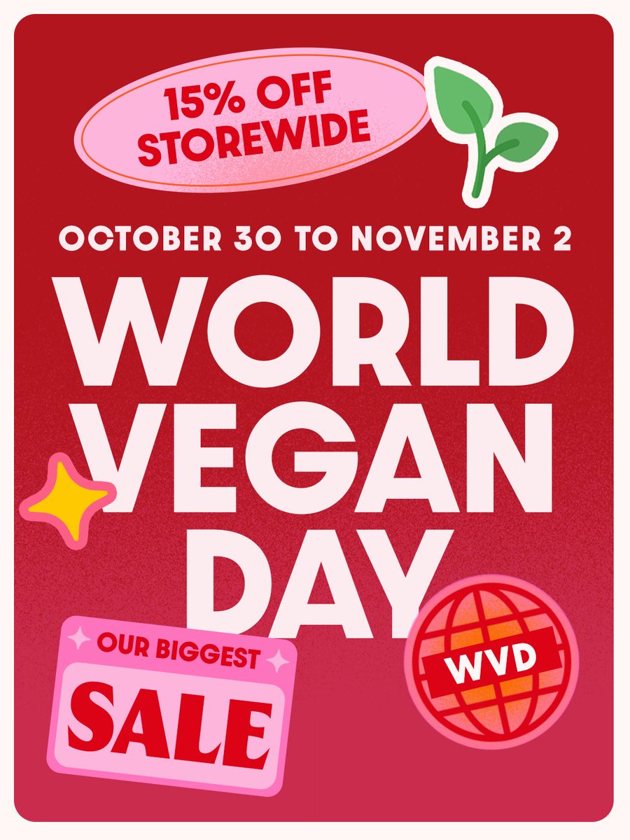 WORLD VEGAN DAY SALE = ON 🌱 Everything online and in store is now 15% off + we’ve dropped some epic doorcrashers 👀✨Head to VeganSupply.ca and treat yourself because the sale ends Nov 3rd! 🛒💚 #vegan #vegansale #vegansupply *some exclusions apply