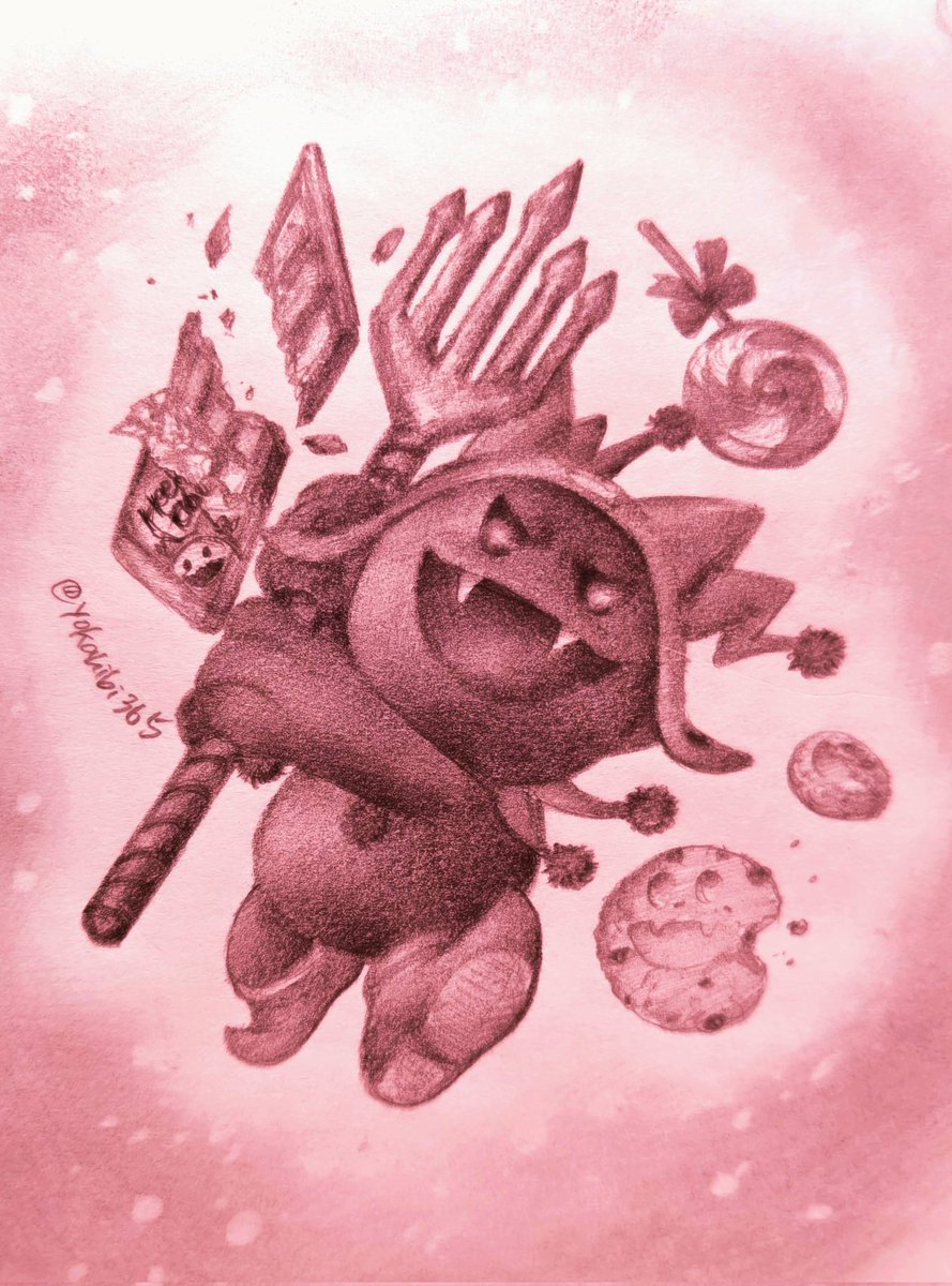 yokahibi365's tweet image. 「お菓子をくれなきゃイタズラするホ〜！！」🍭🍪🍫
夜中に描いたハロウィンじゃあくんです✍️