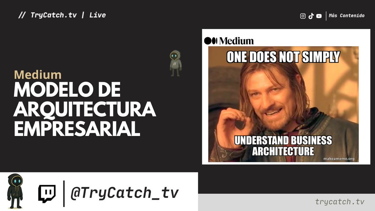 📘 Medium - modelo de arquitectura empresarial
📑 Retomamos los artículos de Medium
🕗 19,20 pm 🇨🇴
🔗 store.trycatch.tv
🔗Unirse  la comunidad: nas.io/trycatch_tv
🔗twitch.tv/trycatch_tv