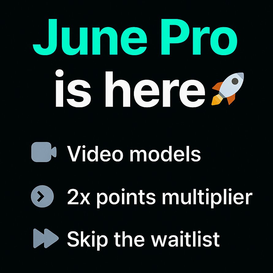 w3_prince's tweet image. June Pro is here 🔥

New update from @askjuneai, grind just got better:
• 2x points
• New video models
• Instant access
Perfect moment to push your streak higher.
Let’s see who stays consistent — Juners rise together 💫

👉 askjune.ai/app/pricing