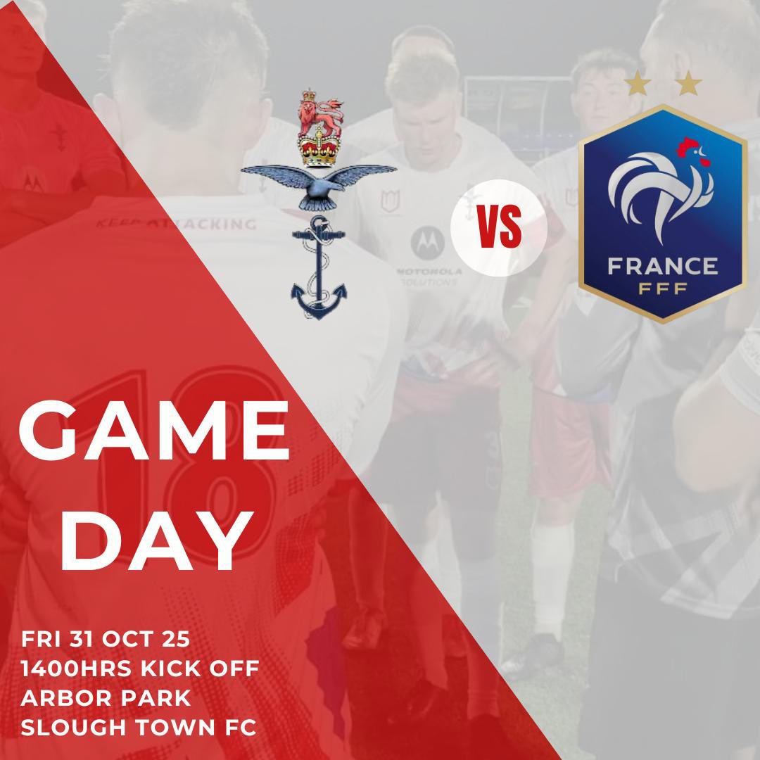 🚨🚨Game Day 🚨🚨

UK Armed Forces 🇬🇧v🇫🇷 French Armed Forces for the 2025 Kentish Cup 🏆

Kick off - 14:00 <a href="/sloughtownfc/">Slough Town FC</a> 

#3teamsasone