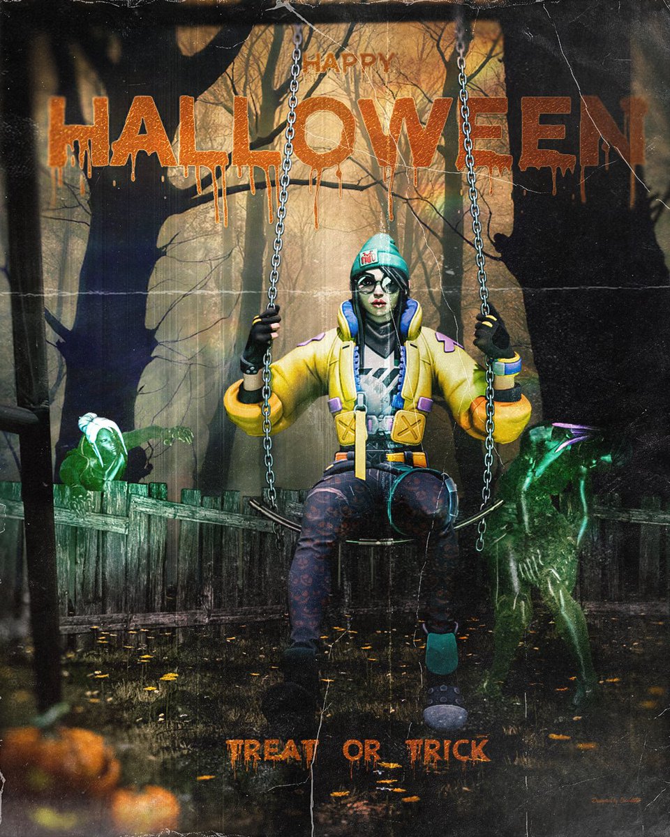 ShieldGraphisme's tweet image. J&apos;ai retrouvé une vieille photo de Killjoy qui a hacké Halloween et a zombifié Jett/Reyna depuis sa balançoire pour manque de bonbons !

Fan art maison. Joyeux halloween 🎃🎃
FAV &amp;amp; RT 🩷

 #VALORANT #ValorantFR #Gaming #TrickOrTreat #Zombie #FanArt