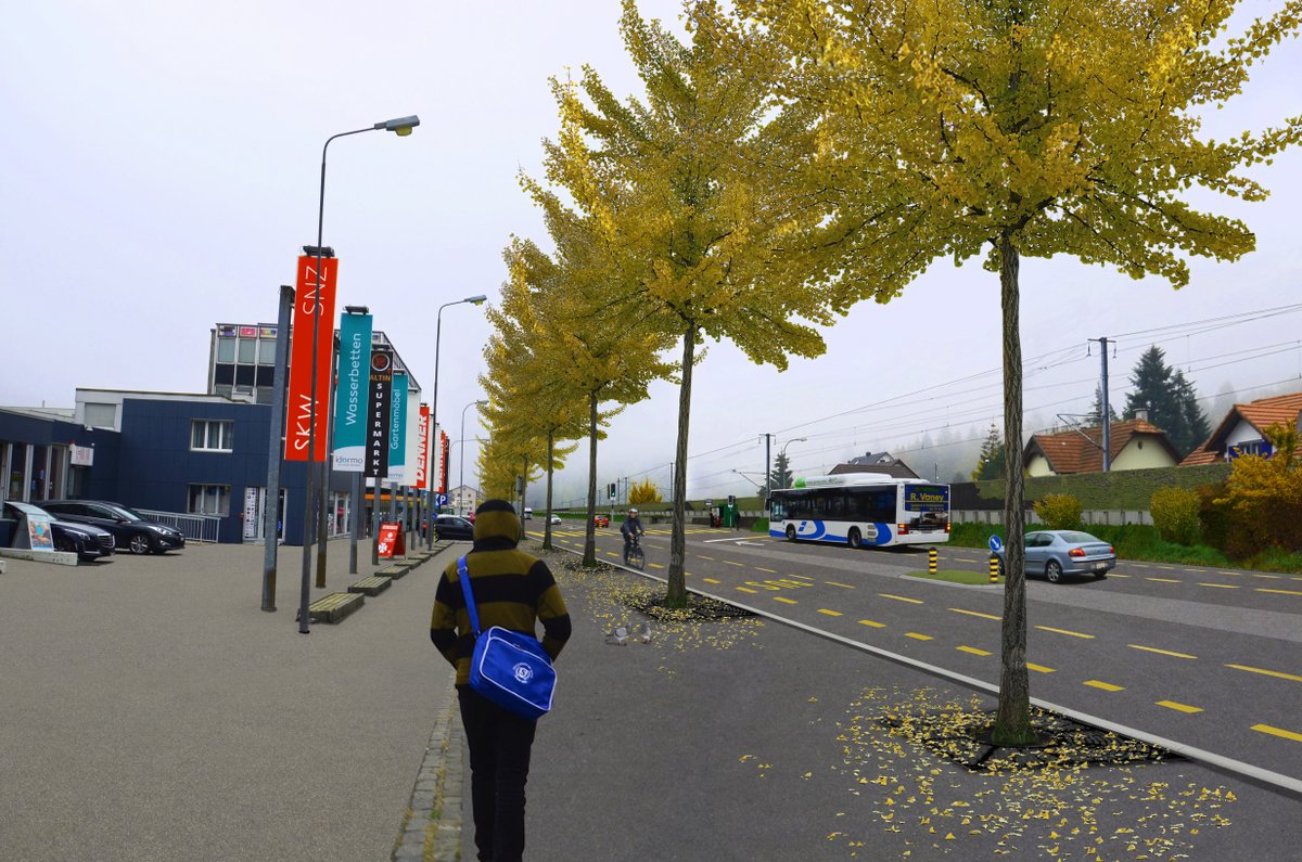 Der Regierungsrat hat das Projekt zum Ausbau und zur Sanierung der Oltnerstrasse in Aarburg gutgeheissen. ag.ch/mqgv7J1Zp Visualisierung: Kanton Aargau