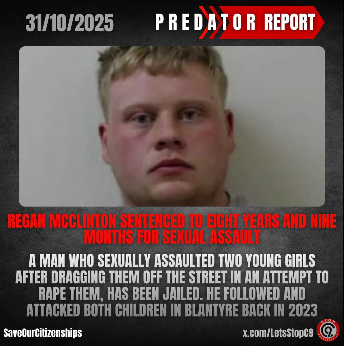 LetsStopC9's tweet image. He first attacked a 15 year old by dragging her into an alley, where he sexually assaulted and tried to rape her. When he fled the scene, he then went on to attack an eleven year old.

#PredatorReport
Source: archive.ph/yZdsZ