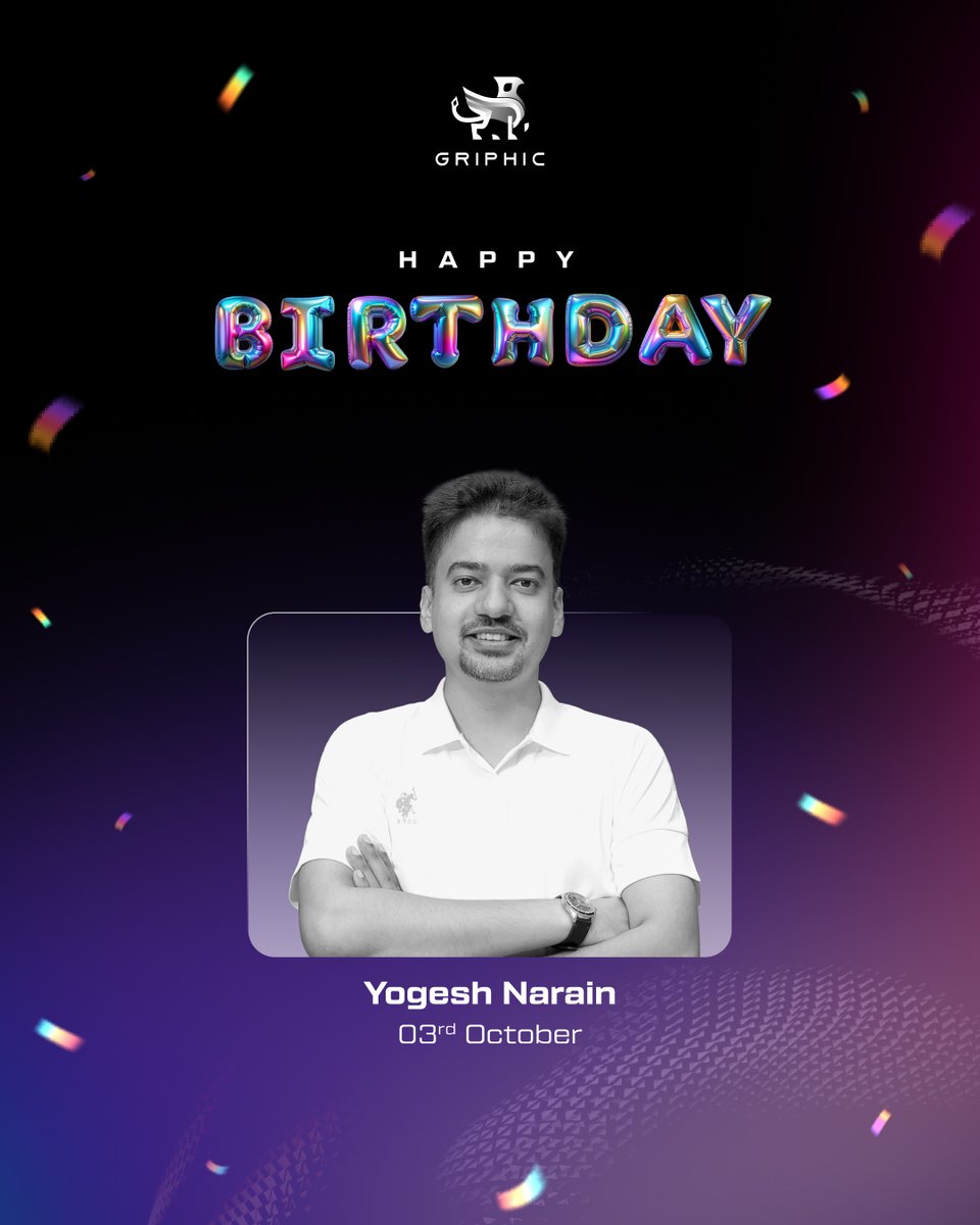 Griphic_Tech's tweet photo. October brought a special celebration, the birthday of one of our most approachable &amp; dependable teammates, Yogesh Narain. His knack for coordination, management &amp; clear communication keeps things running smoothly every day.
Wishing you a year filled with growth, &amp; good memories https://t.co/bsZRqSPNZZ