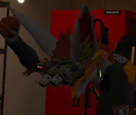 DuheyTheFennec's tweet photo. This is the look of a man that just punched another hole in his wall by accident for my upcoming film. RIP @JackyClydesdale's walls! You sacrifice so much for me! #vrchat #vrchatfilm #vrchatfurry #teamfennec https://t.co/suECMoSwaw