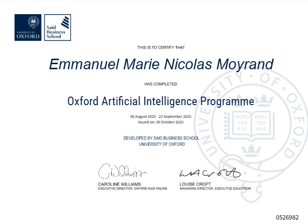 “Revenir à l’école à 40 ans, ce n’est pas une folie.

C’est un acte de foi en l’avenir.

Aujourd’hui, je suis diplômé de l’Université d’Oxford en Intelligence Artificielle.

Et je n’y ai pas seulement appris la science des algorithmes,

mais l’art de relier l’humain et la machine