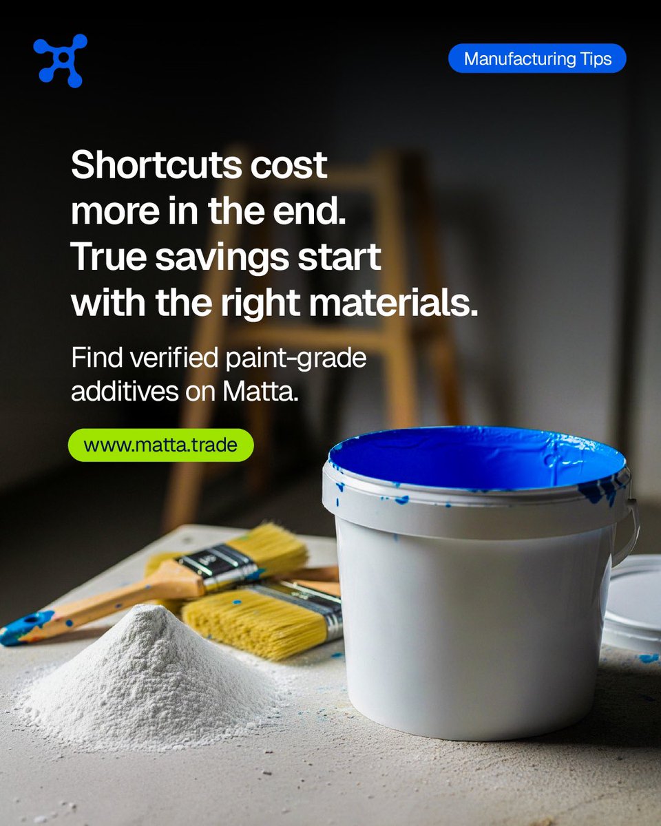matta_trade's tweet photo. Real manufacturers knows that performance is built, not improvised. That’s why at Matta, we connect you to verified, paint-grade additives designed to last and scale your production.

Skip the shortcuts. Source right today on https://t.co/zcwkk70rj8
#Matta #FormulationTips https://t.co/oGX2xvWKJx