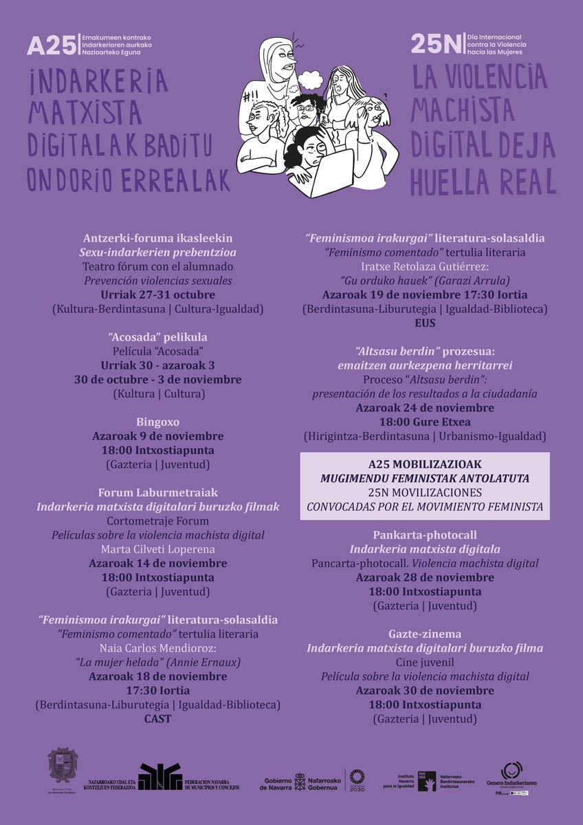 🟣 A25: INDARKERIA MATXISTA DIGITALAK BADITU ONDORIO ERREALAK
Hau da Altsasuko Udalaren programazioa 👇
🟣25N: LA VIOLENCIA MACHISTA DIGITAL DEJA HUELLA
Aquí tenéis la programación del Ayto. de Altsasu 👇
<a href="/JavierOlloMartn/">Javi Ollo Martínez</a> <a href="/EHBilduAltsasu/">EH Bildu Altsasu</a>