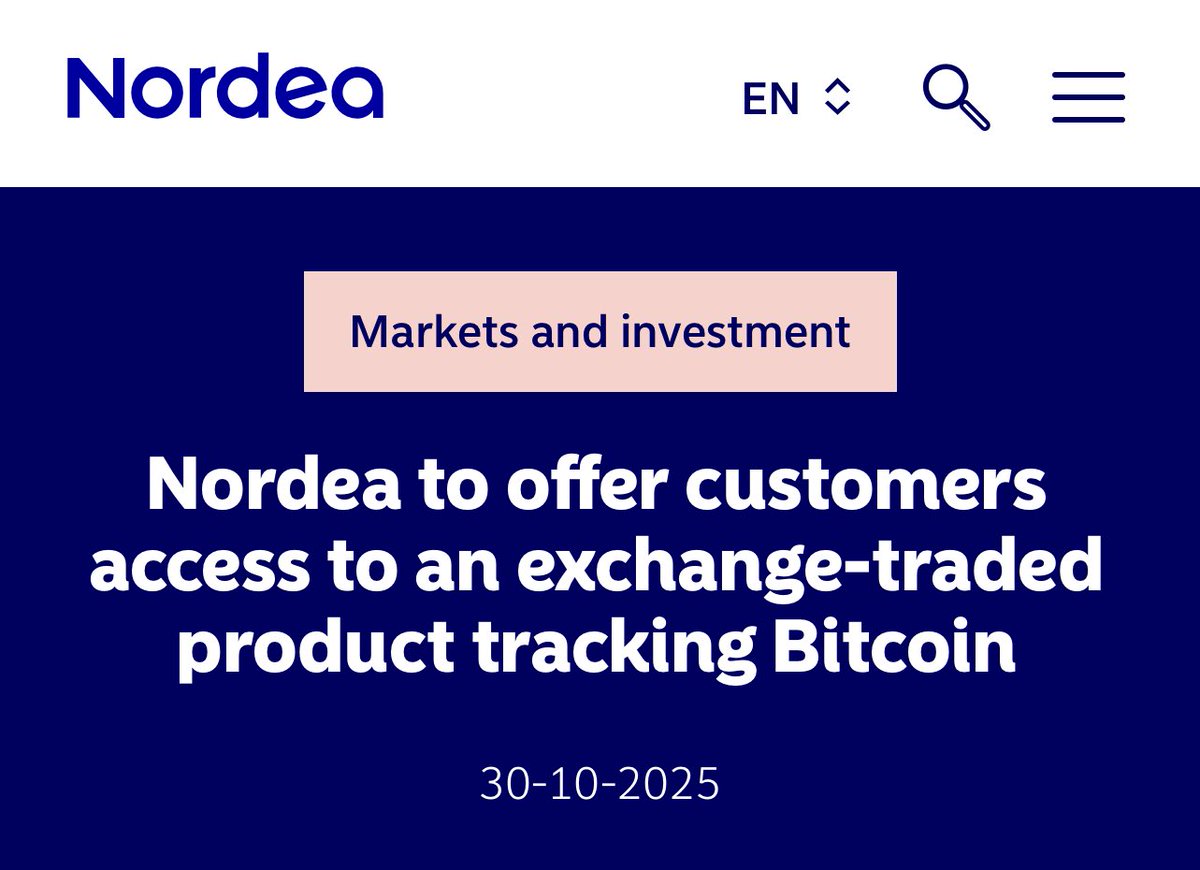 Update from September 2025: 

One of the biggest banks in the Nordics - the same bank that forbade its employees from having any personal interest in Bitcoin - now offers Bitcoin ETPs to their customers. 

The irony writes itself… however, the world is waking up!