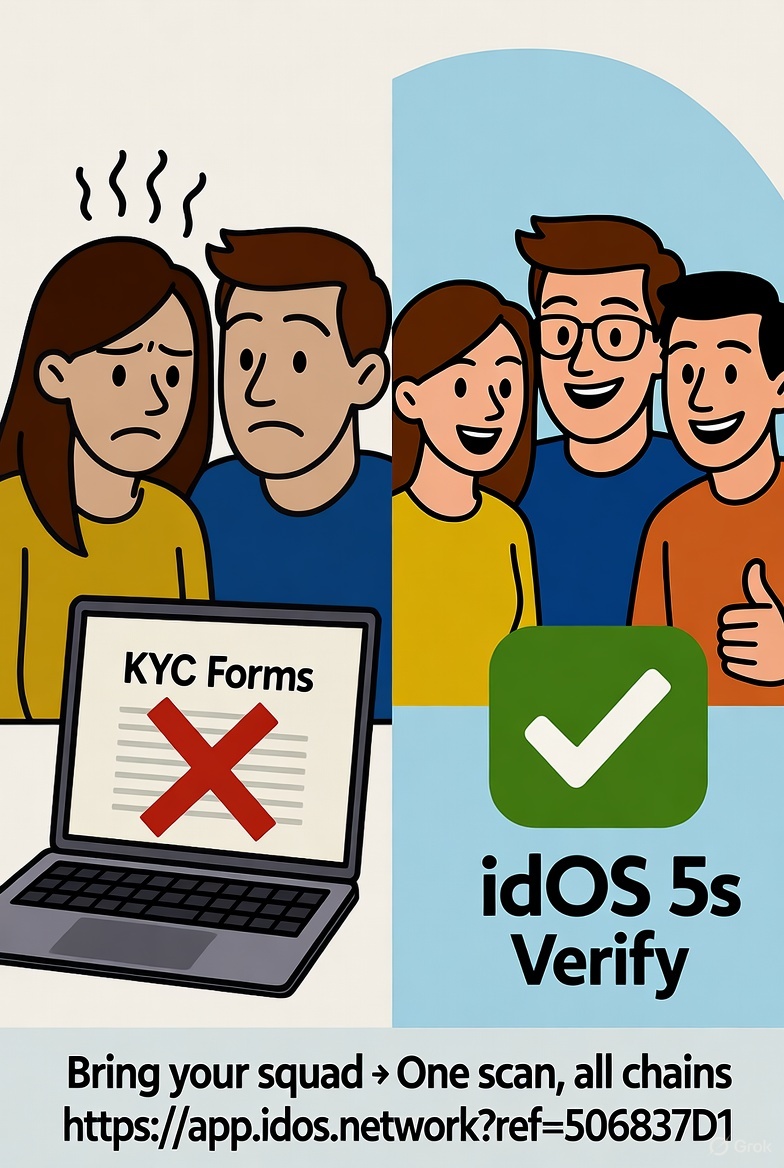 aniontedweb3's tweet image. Bring your crew to idOS!

Quick Reg (2 mins):

 Hit: app.idos.network/?ref=506837D1

 Connect wallet (MetaMask/EVM)

 Create profile + quick face scan 

 Link X, hit daily quests → Points stack!  Tag 3 friends 

below!  @idOS_network

 #idOS #Web3