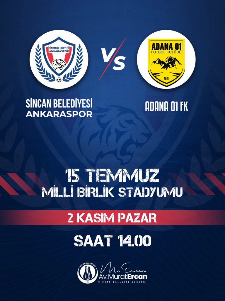 Sahne hazır, hedef galibiyet 💪

<a href="/sincanbldank/">SİNCAN BELEDİYESİ ANKARASPOR</a>’umuz, kendi sahasında Adana 01 FK’yı ağırlıyor.
Azimle, inançla ve fair play ruhuyla mücadele eden takımımıza başarılar diliyoruz.

Tribünlerdeki coşkumuzla, sahadaki mücadelemizle bu maçı birlikte kazanacağız💙❤️
