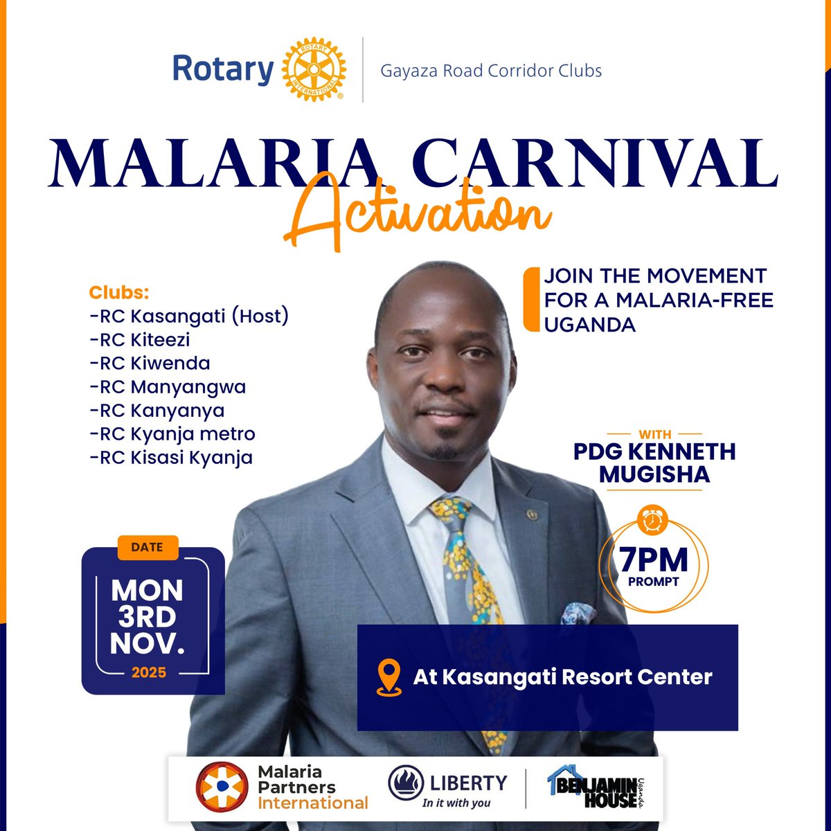 🌟 JOINT GAYAZA CORRIDOR ROTARY MEETING 🌟

RC Kasangati welcomes you to an evening of fellowship and learning! 

💡 TOPIC: The Malaria Grant and How Clubs Can Access It
See you there! 🤝

#RotaryEyamba
#TearGasRepublic
#RCKasangati