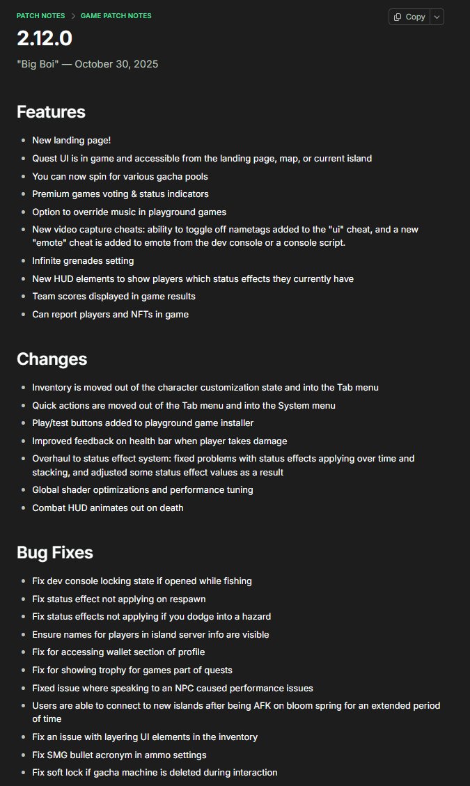 NIFTY NEWS: PATCH 2.12.0 "BIG BOI" IS OUT