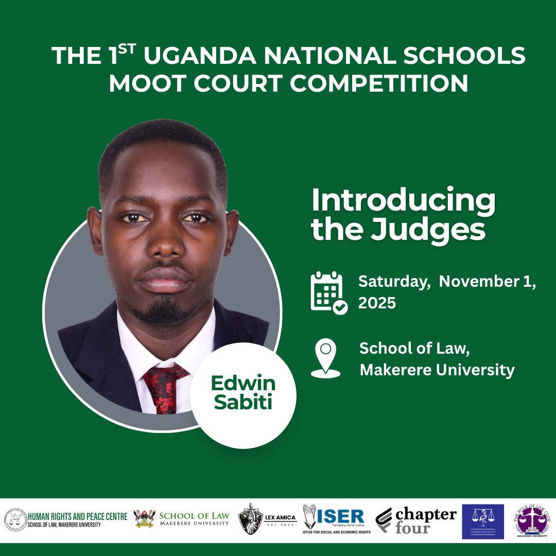 Meet the Judges. 

Edwin Sabiti [<a href="/sabiti_edwin/">Edwin Sabiiti</a>]

#NationalSchoolsMoot