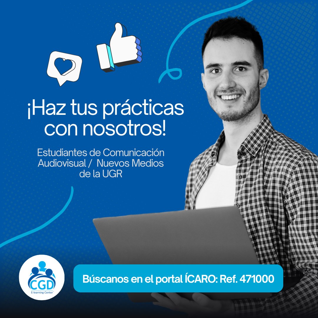 💻📱 ¡Haz tus prácticas con nosotros!

Estudiantes de #UGR en Comunicación Audiovisual o Máster en Nuevos Medios 👇

📢 Participa en diseño y ejecución de campañas digitales en RRSS, con Mautic.
 ℹ️ Ref. ÍCARO: 471000

#Prácticas #UGR #NuevosMedios #MarketingDigital #SocialMedia
