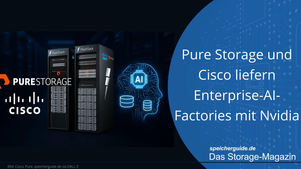 💡 <a href="/PureStorageDE/">Pure Storage DACH</a>  + <a href="/Cisco/">Cisco</a> + <a href="/NVIDIAAI/">NVIDIA AI</a>   = produktionsreife KI.
Das neue Flashstack CVD bringt Daten, Compute &amp; Netzwerk in eine einheitliche AI Factory.
👉 speicherguide.de/news/pure-stor…

#EnterpriseAI #storage #KIWorkload <a href="/Cisco_Germany/">Cisco Germany</a>