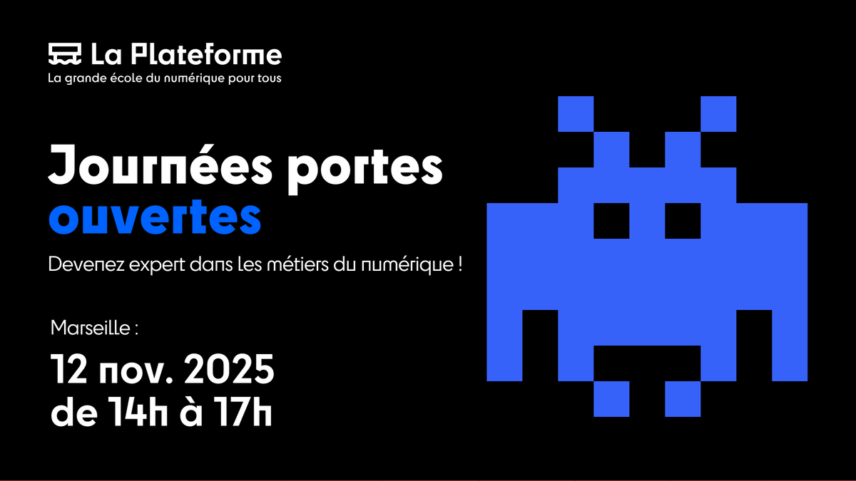 🚀 Envie de travailler dans l’informatique ou le numérique ?

#Marseille :
👉 Samedi 8 nov. - Salon de l’Étudiant - Parc Chanot 
👉 Mercredi 12 nov. - Journée Portes Ouvertes
hubs.la/Q03R3CsR0

#JPO #PortesOuvertes #Alternance #Étudiants #Orientation #LaPlateforme
