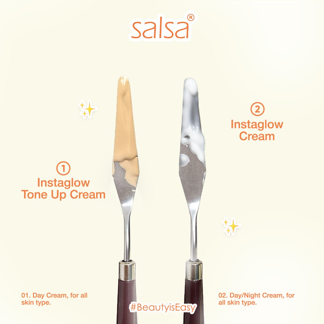 PERBEDAAN TESKTUR: Instaglow Cream &amp; Instaglow Tone Up Cream❤️

YANG PASTI🤚 dua duanya bagus buat kulit wajahmu bebb🥰

Kalian kepo yang mana nih?🫣

#salsacosmetic #beautyiseasy