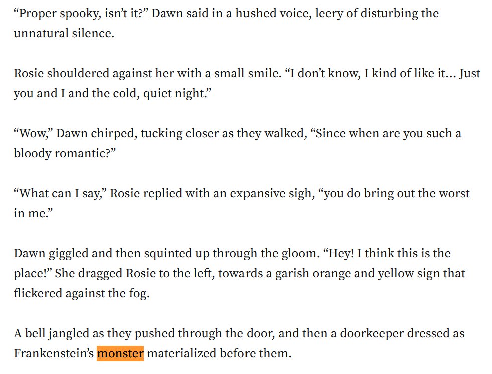 TitaniaTempest's tweet image. I&apos;ve been so busy with #RowanAndViv &apos;s story, I&apos;d kinda forgotten how cute and wholesome #DawnAndRosie are 🎃👻🥰🌈

#WIPSnips
prompt #monster