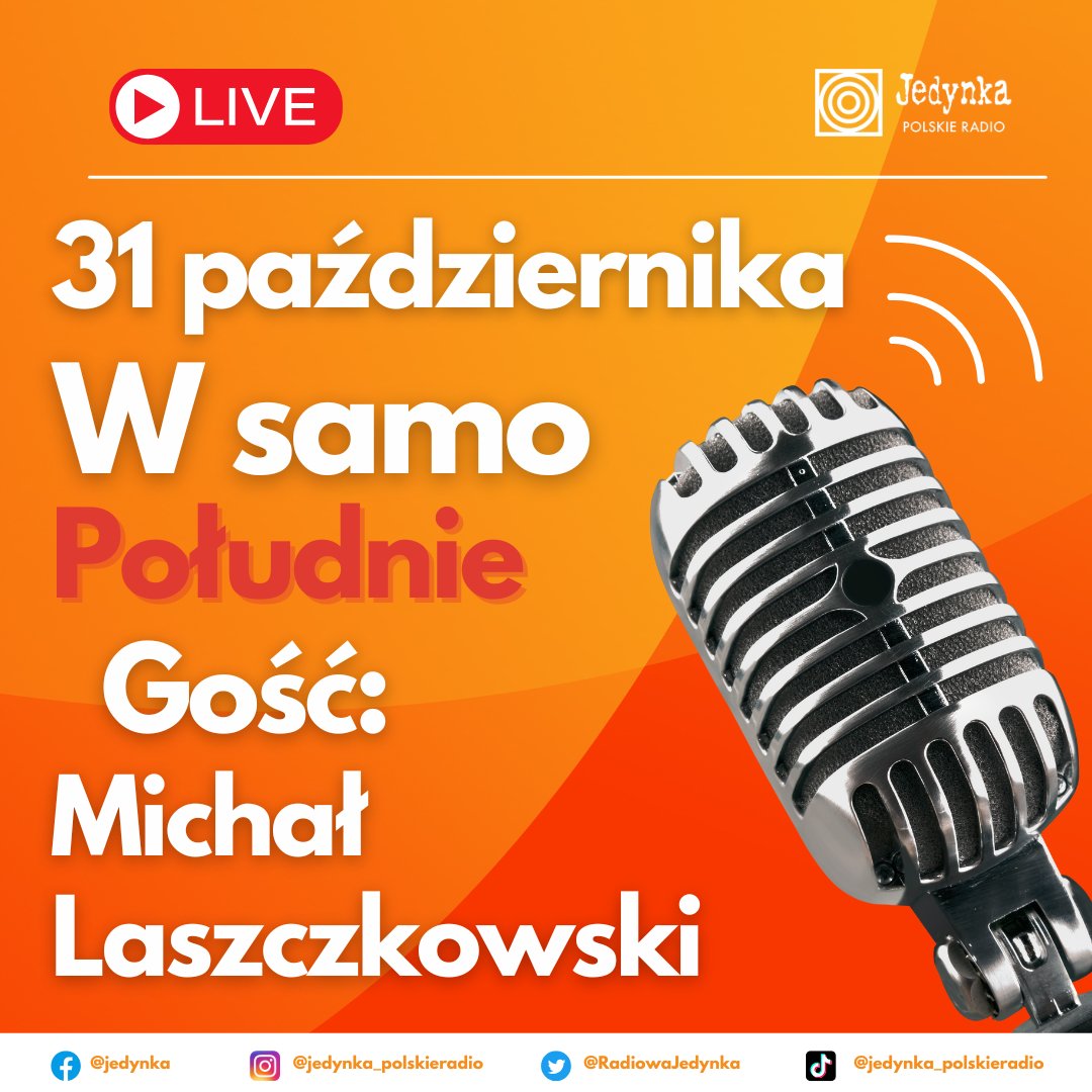 🔸 Gościem rozmowy #WSamoPołudnie po 12:15 będzie 
<a href="/M_Laszczkowski/">Michał Laszczkowski</a> - Fundacja Dziedzictwa Kulturowego.
➡️ Prowadzący: <a href="/SurowKarol/">Karol Surowka</a> 
🔊 Słuchajcie nas na antenie i przez player: player.polskieradio.pl/anteny/jedynka