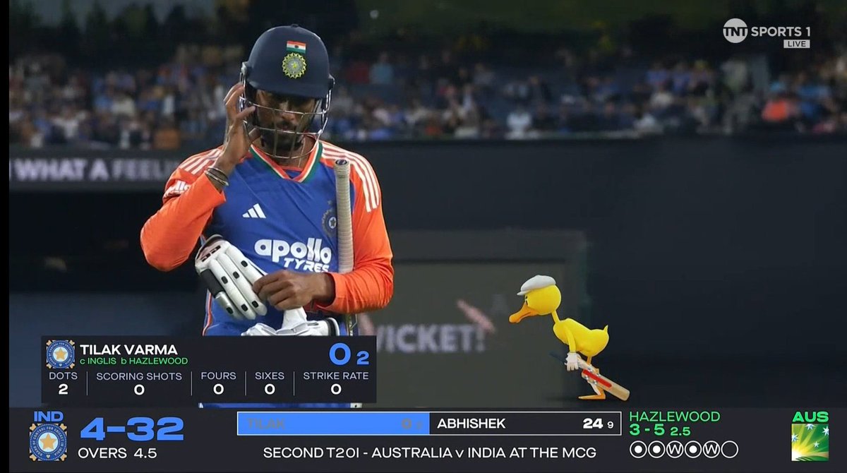 Tilak Baby is not Mumbai or Dubai Its MCG 😂

Josh Hazlewood on 🔥 India 4 Down in Powerplay..💯 #AUSvIND