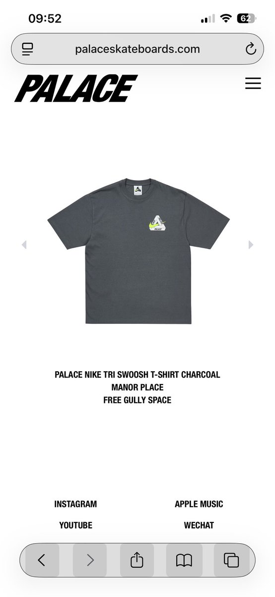 PALACE x Nike Tri Swoosh TShirt Charcoal Palace x Nike Tri Swoosh