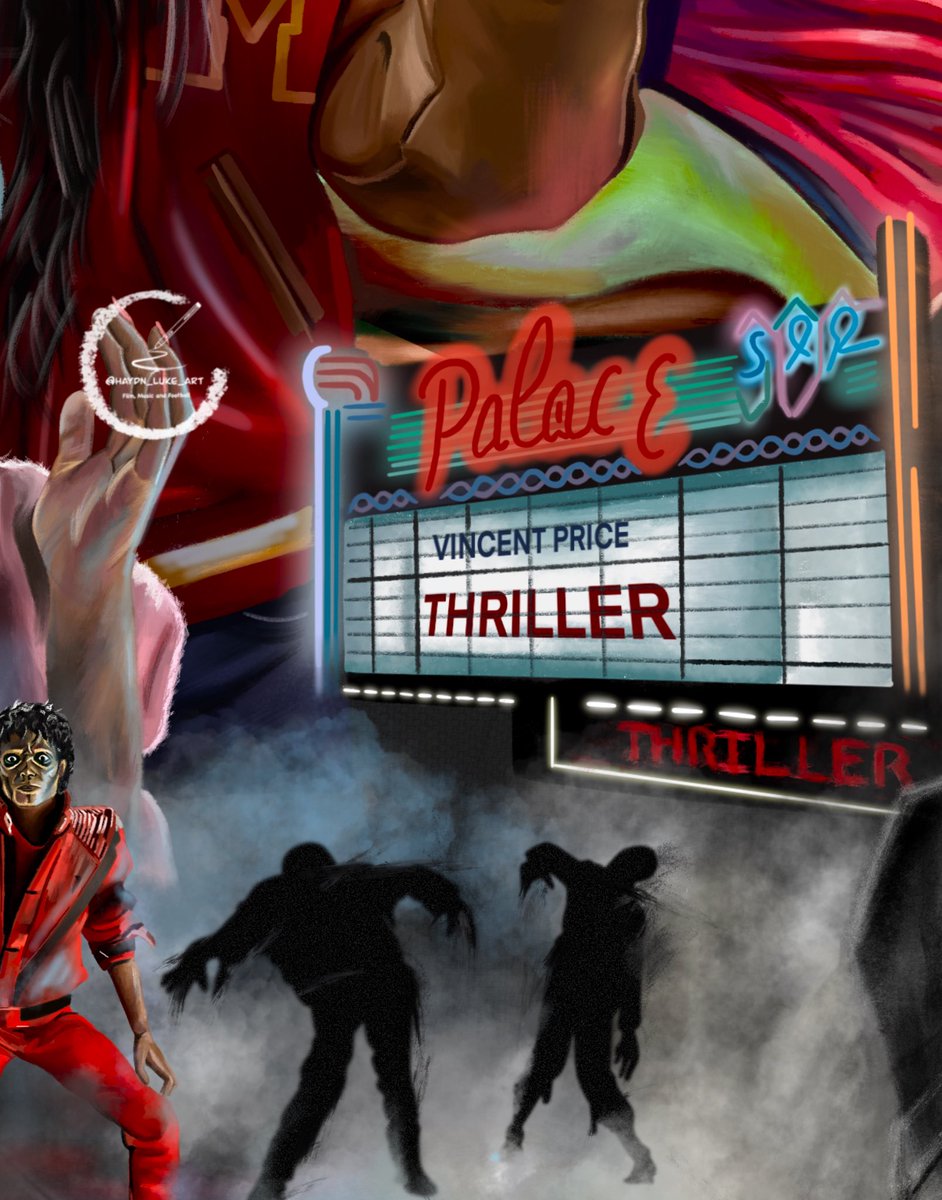 Close up details of my latest Illustrated poster for Michael Jackson’s Thriller 🧟‍♂️

Probably my most detailed piece yet 😊

#Thriller #Halloween #MichaelJackson