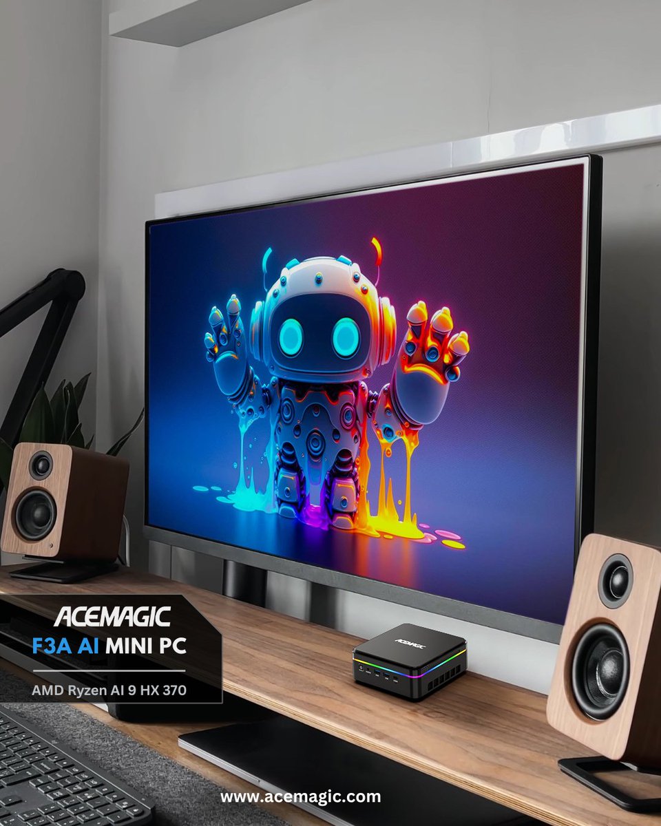Acemagic_MiniPC's tweet image. Unleash AI power in a palm-sized beast 🤖💥 
🖥️ACEMAGIC F3A Mini PC | Ryzen™ AI 9 HX 370 | AMD Radeon™ 890M graphics | Built-in AI Engine ✅ 
🛒Limited stock! Grab yours now👉𝗮𝗰𝗲𝗺𝗮𝗴𝗶𝗰.𝗰𝗼𝗺

🏷️Discount Code ➡️ ACEFAN3 (Can be used in combination with other discount…