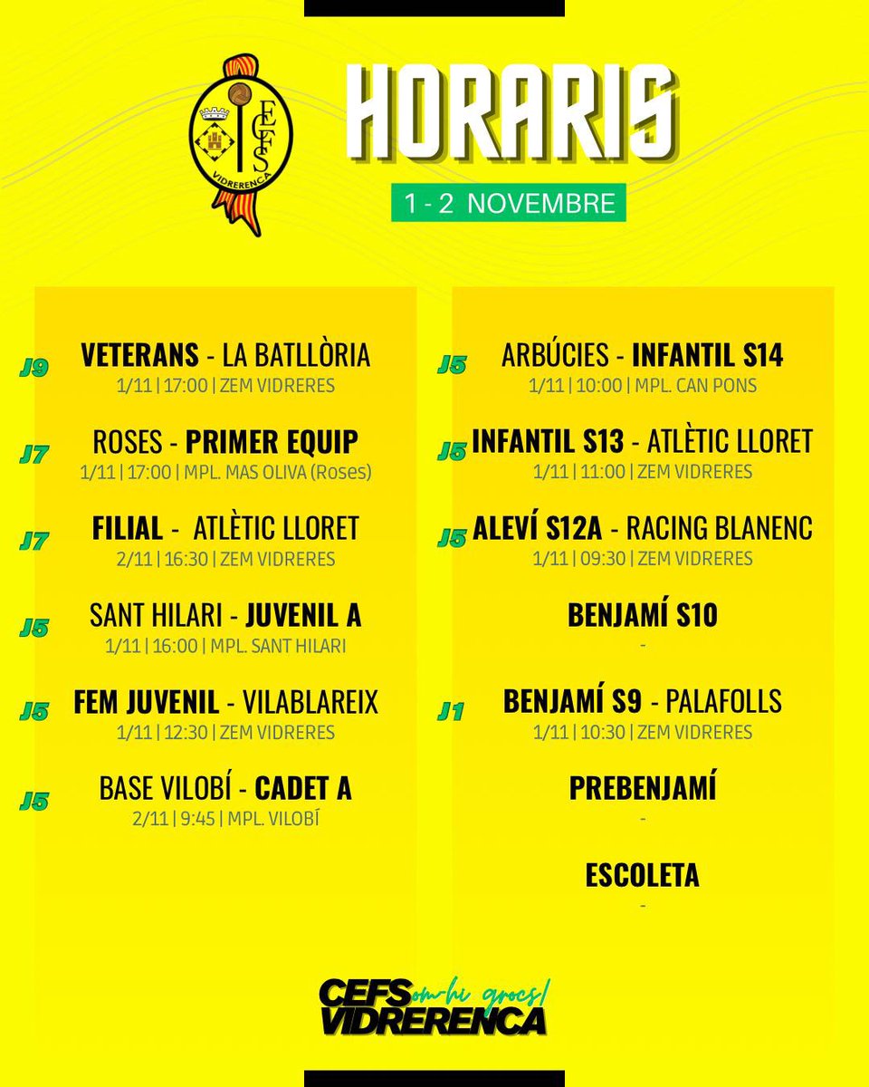 CEFSVidrerenca's tweet image. Agenda del cap de setmana:

#somhigrocs