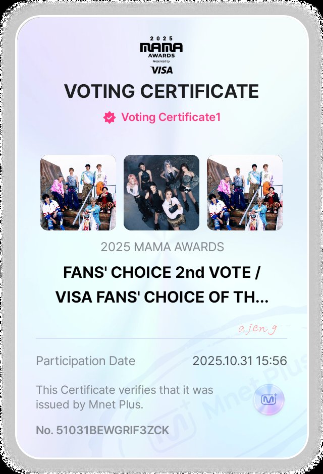 - 251031 -

ROUND 2

I vote on #2025MAMAVOTE  Fan’s choice - Male Category for #NCTDREAM