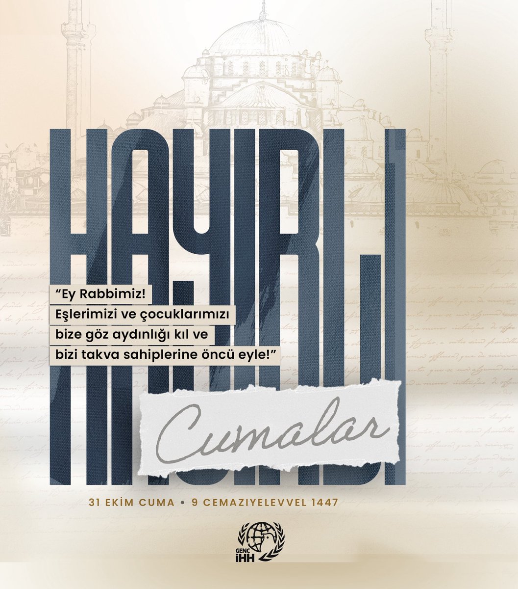 Hayırlı Cumalar 🕌
“Ey Rabbimiz! Eşlerimizi ve çocuklarımızı bize göz aydınlığı kıl ve bizi takva sahiplerine öncü eyle!”