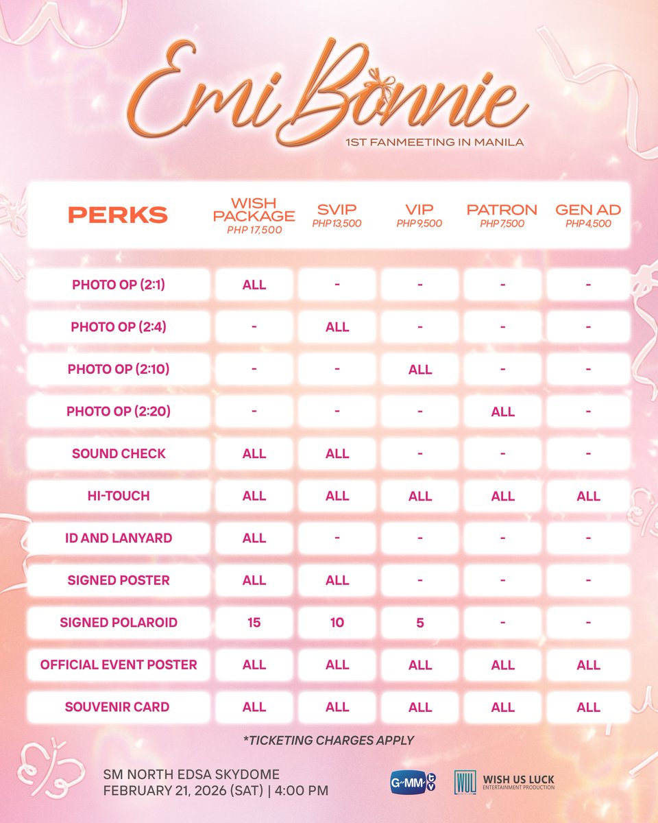 wishusluckent's tweet photo. Celebrate the month of love with Emi and Bonnie as they make their way to meet ANY in Manila for the first time!🧡💜

Witness sweet moments and make beautiful memories together on EMI BONNIE 1ST FAN MEETING IN MANILA happening on February 21, 2026, 4PM at the SM North EDSA Skydome. 

PRESALE: November 7, 2025, 12NN (PHT) - December 28, 2025 11:59PM (PHT) via https://t.co/cH26Hjx7Kj
GENSALE: January 10, 2026, 12NN (PHT) via https://t.co/yZgArh5eed 

#EmiBonnie1stFMinManila
#GMMTV
#WishUsLuckPH
@emiamily @beonnnie