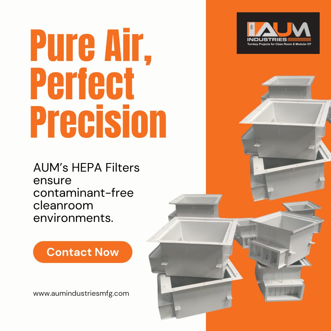 AumIndustries's tweet image. AUM’s HEPA Filters eliminate up to 99.97% of airborne contaminants — ensuring a sterile, particle-free environment for every cleanroom. 🌫️

#HEPAFilter #AUMIndustries #CleanroomTechnology #AirPurification #PharmaInfrastructure #HospitalProjects #CleanAirSolutions #HVACSystems