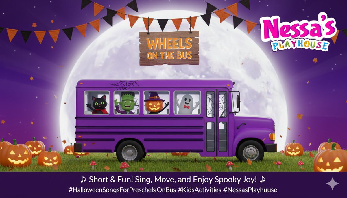 Nessasplayhouse's tweet image. 🕸️  Halloween Wheels on the Bus – short &amp;amp; fun! Sing, move, and enjoy spooky joy!  🎶

👉  Watch now: [youtube.com/watch?v=2xaAMG…]

#HalloweenSongs #KidsSongs #InteractiveFun #PreschoolMusic #NessasPlayhouse