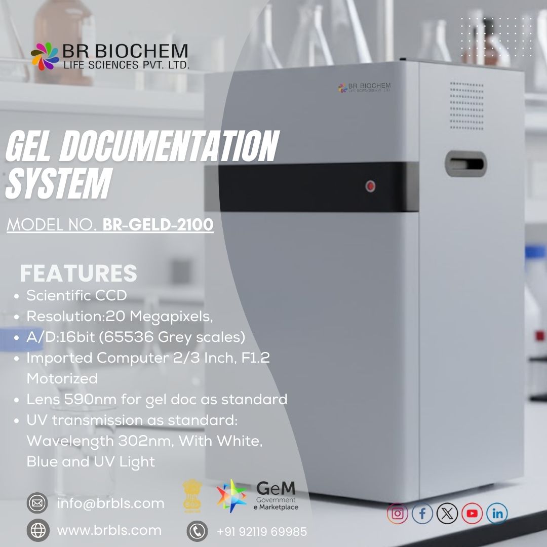 BRBLSciences's tweet image. BR BIOCHEM'S BRAND GEL DOCUMENTATION SYSTEM
Scientific CCD
Resolution:20 Megapixel
📧:-info@brbls.com
📞 : +91 92119 69985
#GELDOCUMENTATIONSYSTEM #lifesciences #scientific