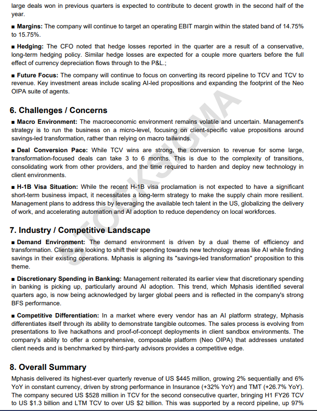 myAlerts_in's tweet image. #MPHASIS #MPHASISQ2 Mphasis Ltd Q2FY26 Earnings Concall Summary