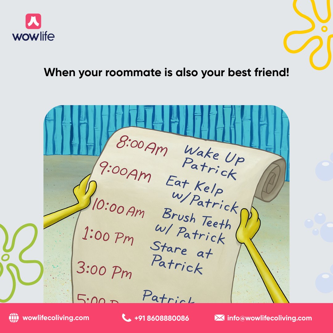 Living at WowLife Coliving means every day is an adventure with your bestie by your side.

👇 Tag your bestie you’d love to live with — your next chapter together starts at WowLife! 🤗

📍 Visit: wowlifecoliving.com
📞 +91 63851 25430

#wowlifecoliving #friendshipgoals