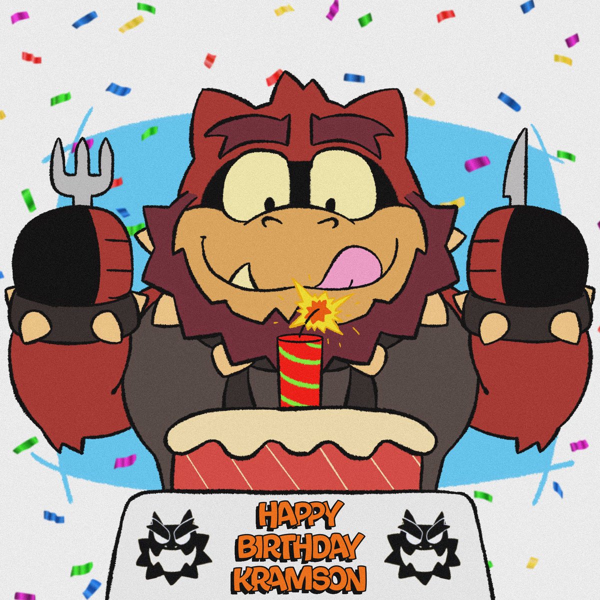 Happy Birthday to our monster friend <a href="/krustykrampizza/">KRAM! ⚠️🏝️</a> 🎉🥳🎂
I’m sure your special day will be a blast 💥 
#Kramson #Monster #HappyBirthday #Cake #Fanart #Art #Practice