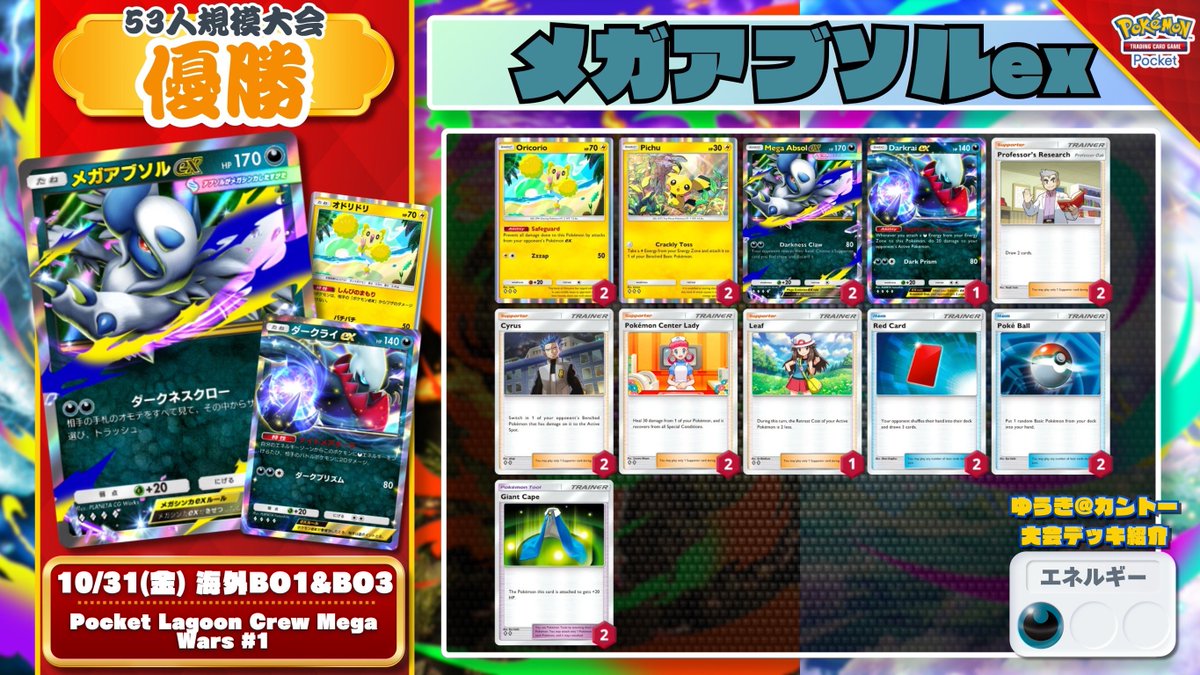 ポケポケ #デッキ紹介B1 『メガアブソルex / ダークライex』 53人規模