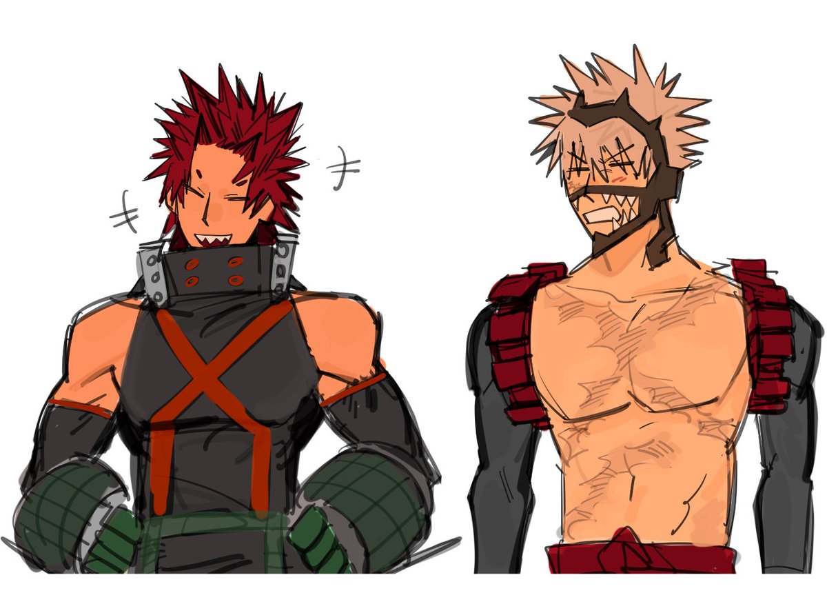 kirishima and bakugou switching costumes, uhhu uhh maybe ill redraw later

#bnha #mha #krbk #bkkr
