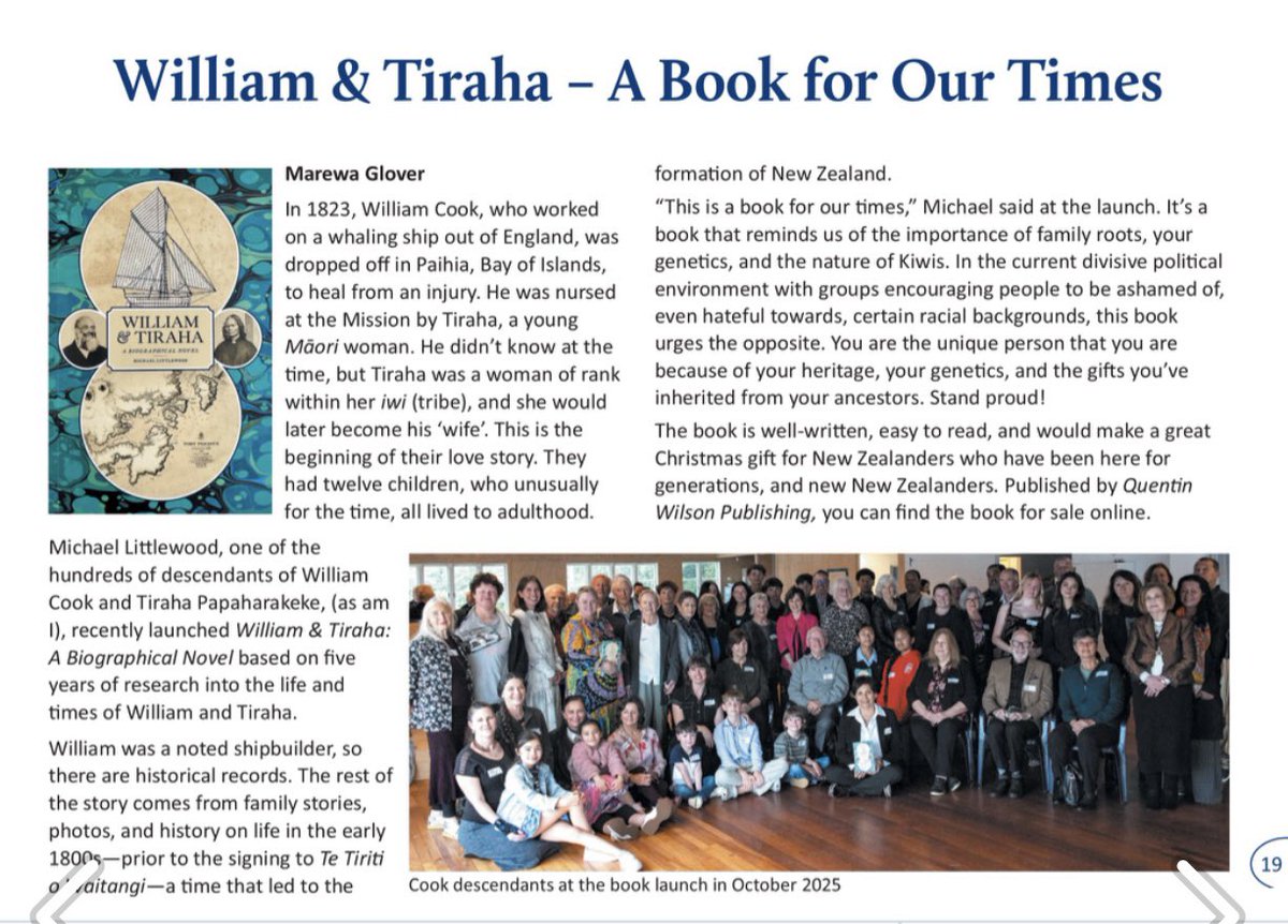 Looking for a Xmas present? Interested in NZ history, the founding of our nation, ships from 200 years ago? William &amp; Tiraha: A Biographical Novel is an easy and interesting read. 
Here’s my article from the Torbay Magazine: